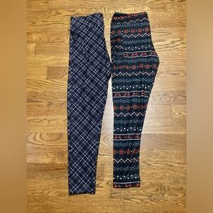 JULIA ROSE Luxe leggings Full length.2 pair. Black print. Size TC